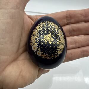 Limoges Castel Trinket Box Cobalt Blue Gold Gild Egg Ring Holder